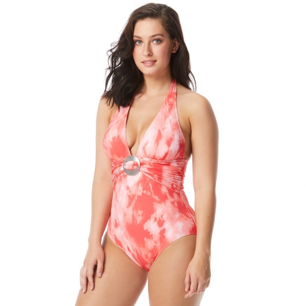 Contours By Coco Reef Brilliance Halter Bra Sized One Piece Swimsuit Siz…